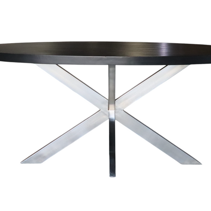 Eettafel ovaal mangohout 160cm Lucas zwart met zilver