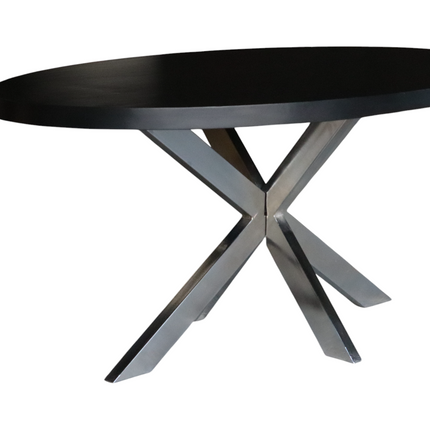 Eettafel ovaal mangohout 160cm Lucas zwart met zilver