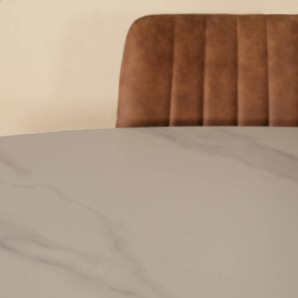 Eettafel marmerlook Figo ovaal 160cm wit steen