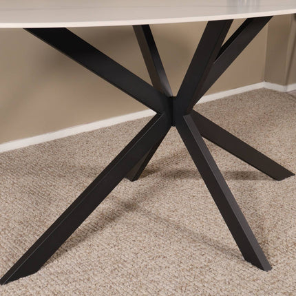 Eettafel marmerlook Figo ovaal 160cm wit steen