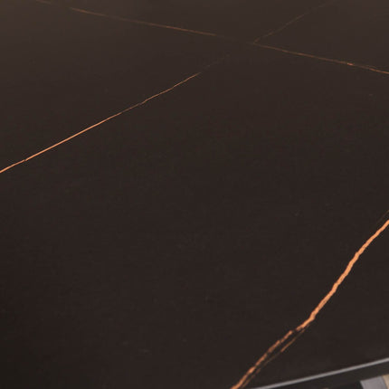 Eettafel marmerlook Figo ovaal 160cm zwart steen