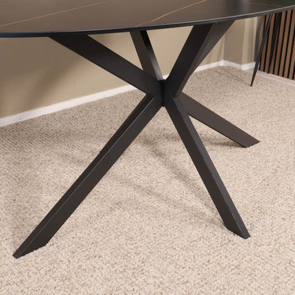 Eettafel marmerlook Figo ovaal 160cm zwart steen