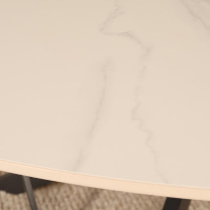 Eettafel marmerlook Jenna rond 150cm wit steen