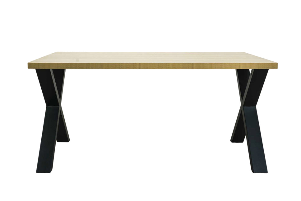 Eettafel melamine Reef lichtbruin 160cm met X-poot langwerpige tafel