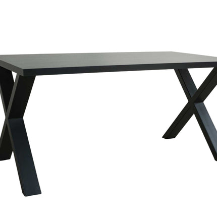 Eettafel melamine Reef zwart 180cm met X-poot langwerpige tafel