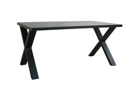 Eettafel melamine Reef zwart 180cm met X-poot langwerpige tafel