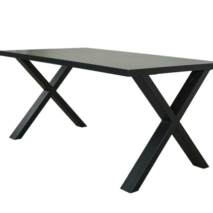 Eettafel melamine Reef zwart 180cm met X-poot langwerpige tafel