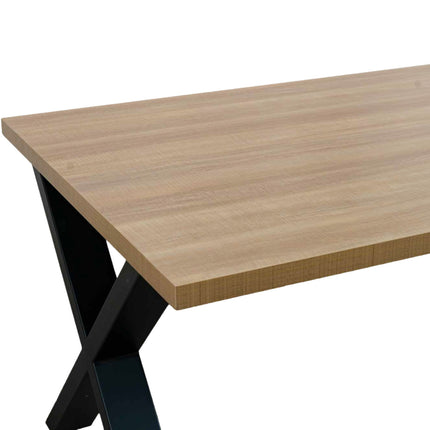 Eettafel melamine Reef lichtbruin 200cm met X-poot langwerpige tafel