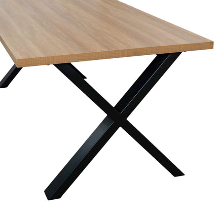 Eettafel melamine Reef lichtbruin 200cm met X-poot langwerpige tafel