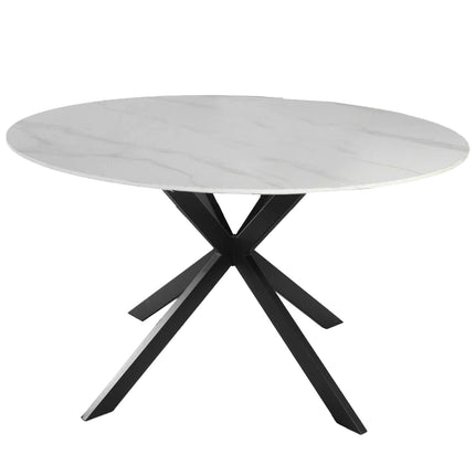 Eettafel marmerlook Jenna rond 130cm wit steen