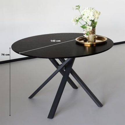 Eettafel rond Ronsi Antoinette zwart 140cm ronde tafel