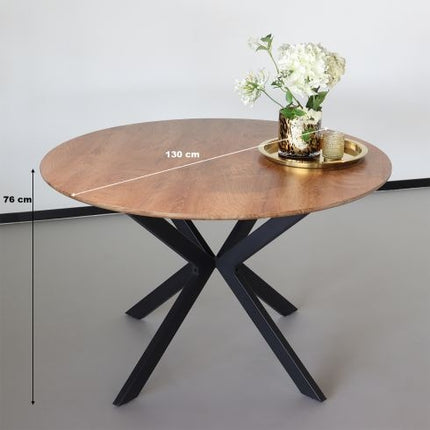 Eettafel rond Ronsi bruin 130cm ronde tafel