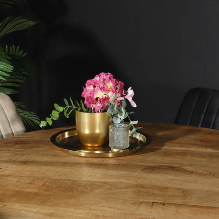 Eettafel rond mangohout 120cm Jones lichtbruin ronde industriële tafel duurzaam mango eetkamertafel