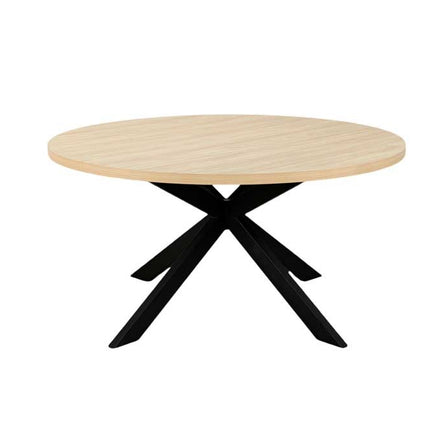 Eettafel rond melamine 150cm Sanne lichtbruin ronde tafel