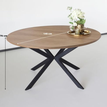 Eettafel rond Ronsi bruin 140cm ronde tafel