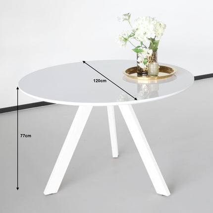 Eettafel rond Ronsi wit 120cm ronde tafel