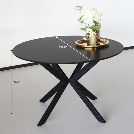 Eettafel Ronsi rond 120cm zwart MDF