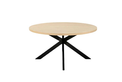 Eettafel rond melamine 150cm Sanne lichtbruin ronde tafel