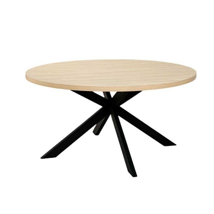 Eettafel rond melamine 150cm Sanne lichtbruin ronde tafel