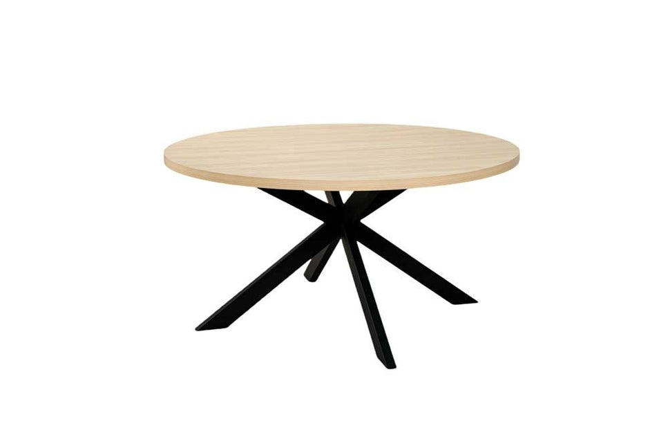 Eettafel rond melamine 150cm Sanne lichtbruin ronde tafel