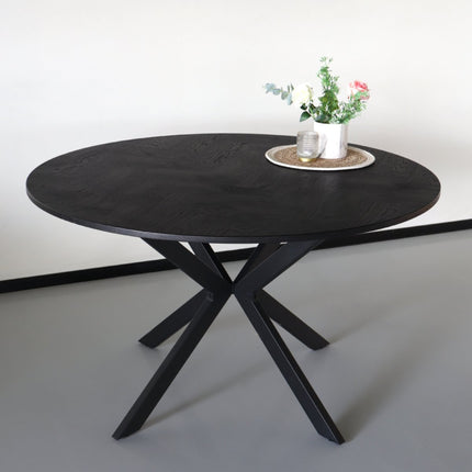 Eettafel rond visgraat Ozzy zwart 130cm ronde tafel