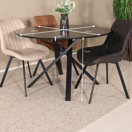 Eettafel Ronsi Antoinette rond 120cm zwart MDF