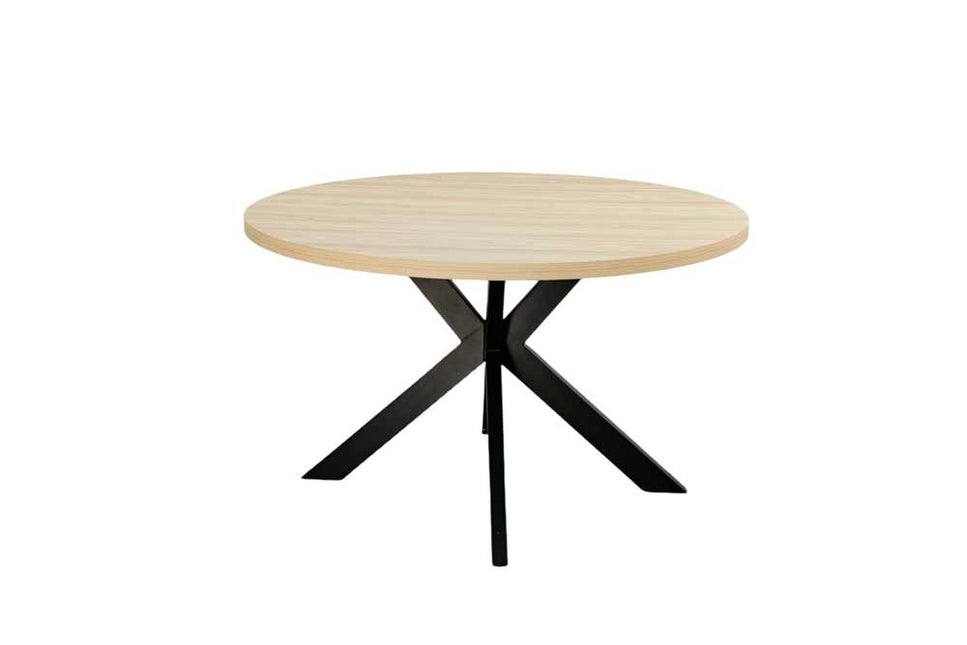 Eettafel rond melamine 130cm Sanne lichtbruin ronde tafel