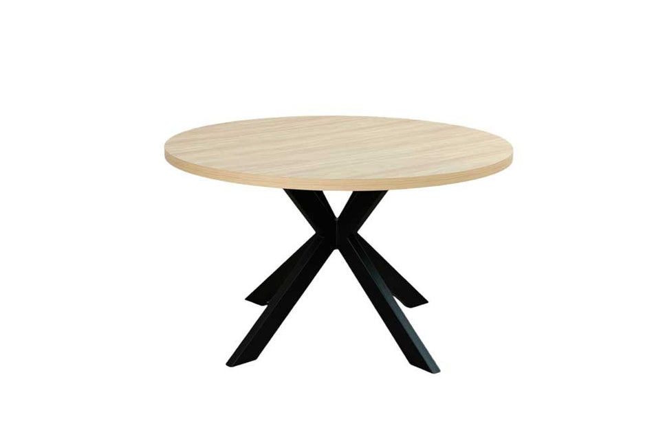 Eettafel rond melamine 130cm Sanne lichtbruin ronde tafel