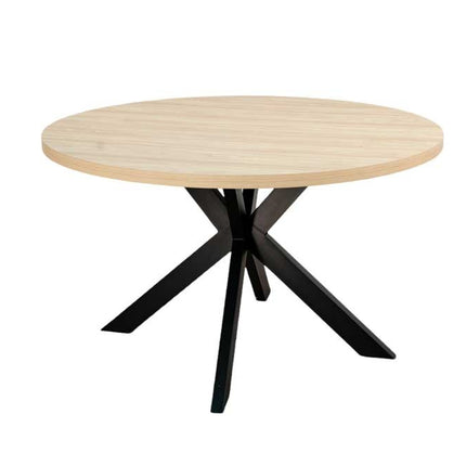 Eettafel rond melamine 130cm Sanne lichtbruin ronde tafel