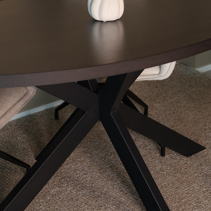 Eettafel Tommy ovaal 160cm donker walnoot melamine