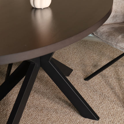 Eettafel Tommy ovaal 160cm donker walnoot melamine