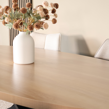 Eettafel Tommy ovaal 210cm lichtbruin melamine