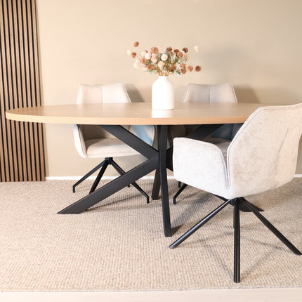 Eettafel Tommy ovaal 210cm lichtbruin melamine