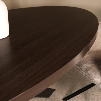 Eettafel Tommy ovaal 210cm donker walnoot melamine