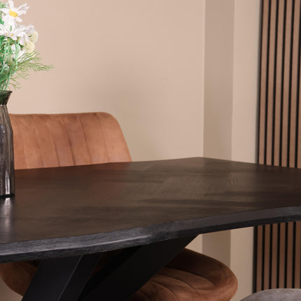 Eettafel visgraat Otis rechthoekig 180cm zwart MDF