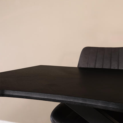Eettafel visgraat Otis rechthoekig 180cm zwart MDF