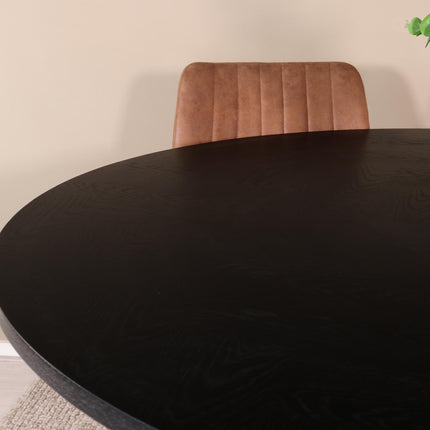 Eettafel visgraat Ozzy rond 130cm zwart MDF