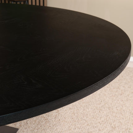 Eettafel visgraat Ozzy rond 140cm zwart MDF