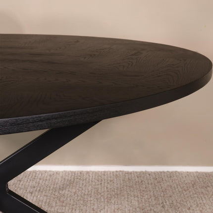 Eettafel visgraat Ozzy rond 140cm zwart MDF
