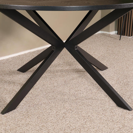 Eettafel visgraat Ozzy rond 140cm zwart MDF
