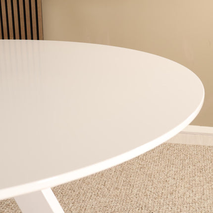 Eettafel met witte poten Ronsi rond 120cm wit MDF