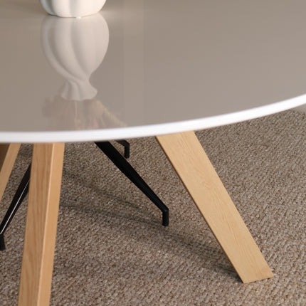Eettafel met beige poten Ronsi rond 120cm wit MDF