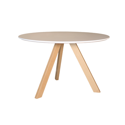 Eettafel met beige poten Ronsi rond 120cm wit MDF