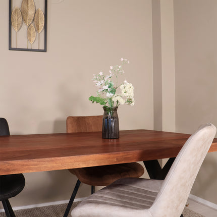 Eettafel X-poot rechthoekig 200cm bruin mangohout