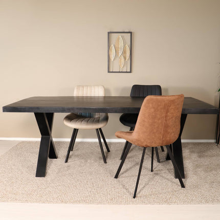Eettafel Xavier rechthoekig 200cm zwart mangohout