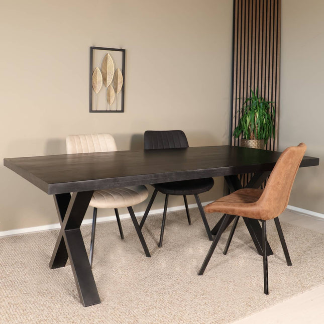 Eettafel Xavier rechthoekig 200cm zwart mangohout