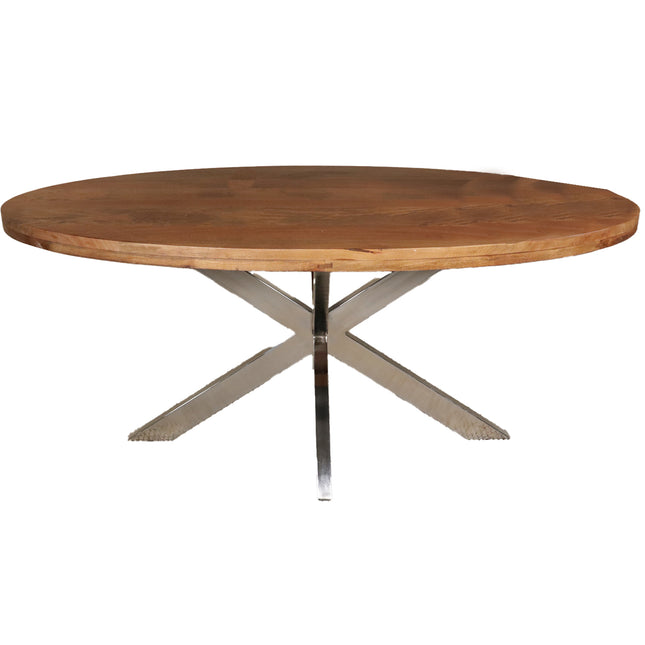 Eettafel Lucas ovaal 160cm bruin met zilver mangohout