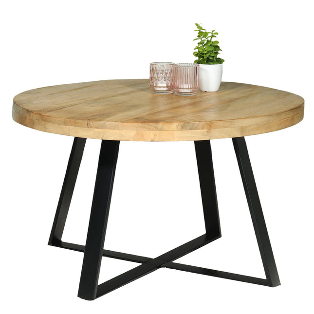 Salontafel rond lichtbruin mangohout 75cm Teun