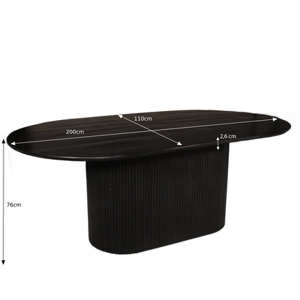 Eettafel Fender deens ovaal 200cm zwart mangohout