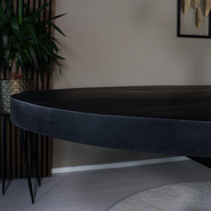 Eettafel James ovaal 200cm zwart mangohout
